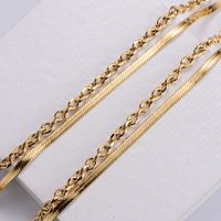 Simple Stainless Steel Hollow Snake Chain Cross Chain Double Layer Necklace main image 3