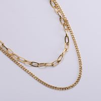 Simple Geometric Hollow Double Chain Stainless Steel Necklace Wholesale main image 1