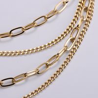 Simple Geometric Hollow Double Chain Stainless Steel Necklace Wholesale main image 4