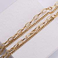 Simple Geometric Hollow Double Chain Stainless Steel Necklace Wholesale main image 5