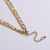 Simple Geometric Hollow Double Chain Stainless Steel Necklace Wholesale main image 6