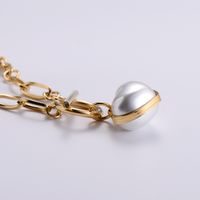 Edelstahl 304 18 Karat Vergoldet Einfacher Stil Überzug Herz Perle Halskette Mit Anhänger main image 5
