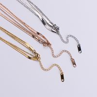 Simple Geometric Stainless Steel Round Brand Zircon Pendant Double Layer Necklace main image 5
