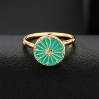 Fashion Green Dripping Oil Rotatable Ring Golden Copper Ring Wholesale main image 3