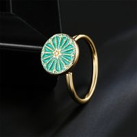 Fashion Green Dripping Oil Rotatable Ring Golden Copper Ring Wholesale main image 4