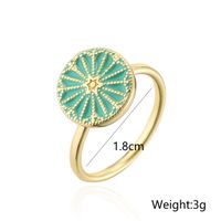 Fashion Green Dripping Oil Rotatable Ring Golden Copper Ring Wholesale main image 5