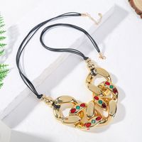 Creative Long Resin Acrylic Exaggerated Hollow Chain Leather Rope Necklace Jewelry main image 3