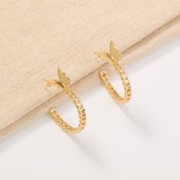 Jewelry Fashion Geometric C-shaped Punk Metal Butterfly Earrings Wholesale main image 1