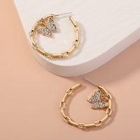 Fashion Butterfly C-shaped Geometric Inlaid Rhinestone Earrings Wholesale main image 3