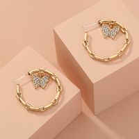 Fashion Butterfly C-shaped Geometric Inlaid Rhinestone Earrings Wholesale main image 4