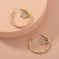 Fashion Butterfly C-shaped Geometric Inlaid Rhinestone Earrings Wholesale main image 5