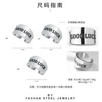 Fashion English Letter Good Luck Stainless Steel Simple Ring main image 3