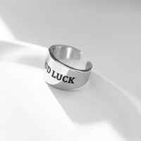 Fashion English Letter Good Luck Stainless Steel Simple Ring main image 4