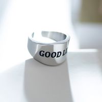 Fashion English Letter Good Luck Stainless Steel Simple Ring main image 5