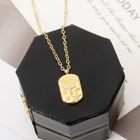 Retro Square Pendant Stainless Steel Zircon-studded Star Chain Clavicle Chain main image 3