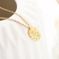 Retro Square Pendant Stainless Steel Zircon-studded Star Chain Clavicle Chain main image 4