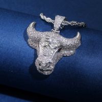 New Creative Zodiac Bull Head Pendant Necklace Copper Micro-inlaid Zircon Necklace main image 5