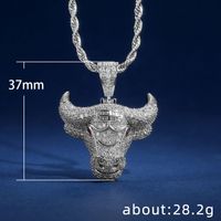 New Creative Zodiac Bull Head Pendant Necklace Copper Micro-inlaid Zircon Necklace main image 6