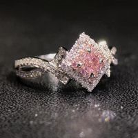 New Accessories Creative Cross Winding Pink Diamond Zircon Copper Ring main image 1