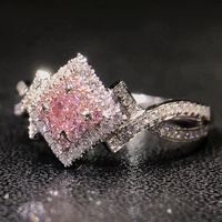New Accessories Creative Cross Winding Pink Diamond Zircon Copper Ring main image 3