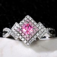 New Accessories Creative Cross Winding Pink Diamond Zircon Copper Ring main image 4
