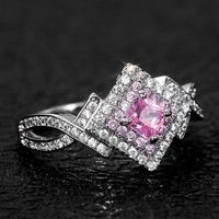 New Accessories Creative Cross Winding Pink Diamond Zircon Copper Ring main image 5