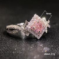 New Accessories Creative Cross Winding Pink Diamond Zircon Copper Ring main image 6