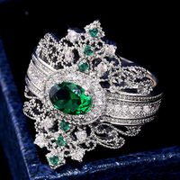 Rétro Palais Style Bague En Cuivre Dames Incrusté Vert Bijou Bijoux En Gros main image 1