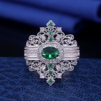 Rétro Palais Style Bague En Cuivre Dames Incrusté Vert Bijou Bijoux En Gros main image 3