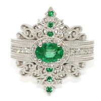 Rétro Palais Style Bague En Cuivre Dames Incrusté Vert Bijou Bijoux En Gros main image 4