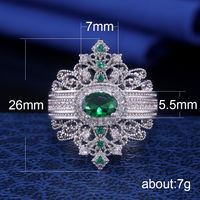 Retro Palace Style Copper Ring Ladies Inlaid Green Gem Jewelry Wholesale main image 6