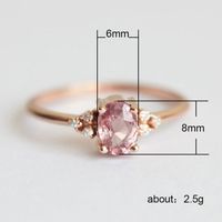 New Copper Jewelry Pink Zircon Ring Egg-shaped Simulation Diamond Engagement Ring main image 3