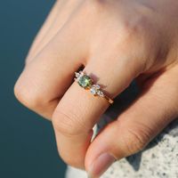 Fashion Emerald Diamond Copper Ring Wedding Ring Women's Engagement Jewelry main image 3