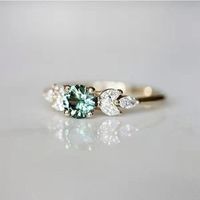 Fashion Emerald Diamond Copper Ring Wedding Ring Women's Engagement Jewelry main image 5