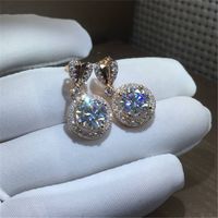 Heart-shaped Copper Inlaid Zircon Fashion Earrings Wholesale main image 5