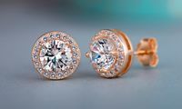 Lady Geometric Inlaid Gemstone Copper Artificial Gemstones Earrings Ear Studs main image 5