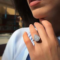 Creative New Pear-shaped Drop-shaped Copper Zircon Ring Women's Jewelry main image 4