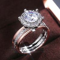 New Creative Copper Two-color Zircon Engagement Ring Fashion Wedding Party Ring main image 3
