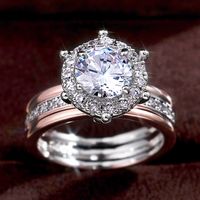 New Creative Copper Two-color Zircon Engagement Ring Fashion Wedding Party Ring main image 4