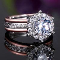 New Creative Copper Two-color Zircon Engagement Ring Fashion Wedding Party Ring main image 5