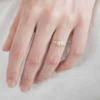 Neu Eingelegter Quadratischer Diamant-zirkon-damen Ring Kupfer Vergoldeter Verlobung Sring main image 5