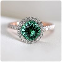 Neue Mode Kupfer Zirkon Damen Ring Versilberter Mikro Smaragd Ring main image 4