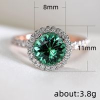 Neue Mode Kupfer Zirkon Damen Ring Versilberter Mikro Smaragd Ring main image 6