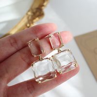Fashion Transparent Geometric Square Crystal Earrings Wholesale main image 1