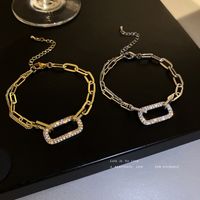 Real Gold Electroplating Geometric Hollow Micro-set Zircon Bracelet Korean Jewelry main image 3
