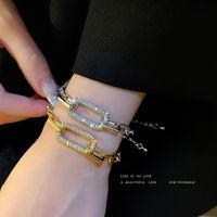 Real Gold Electroplating Geometric Hollow Micro-set Zircon Bracelet Korean Jewelry main image 4