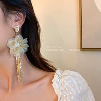 Fashion Rhinestone Crystal Pearl Asymmetric Flower Earrings Wholesale main image 4