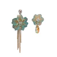 Fashion Rhinestone Crystal Pearl Asymmetric Flower Earrings Wholesale main image 1