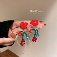 Vintage Resin Crystal Flower Heart Bow Tassel Earrings Wholesale main image 3