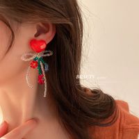 Vintage Resin Crystal Flower Heart Bow Tassel Earrings Wholesale main image 6